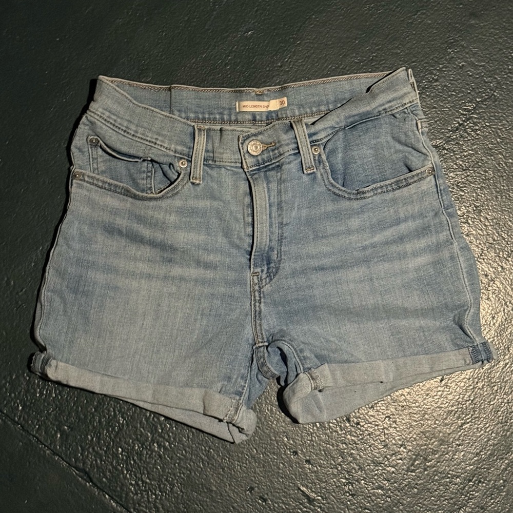 Levi's Classic Light Blue Jean Mid-length Shorts